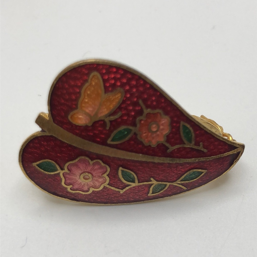 Elegant Cloisonné Scarf Clip Jewelry VTG